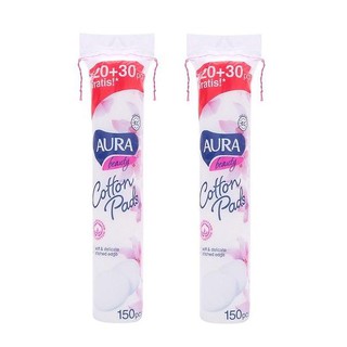 COMBO 2 BÔNG TẨY TRANG COTTON AURA 150 MIẾNG CHÍNH HÃNG