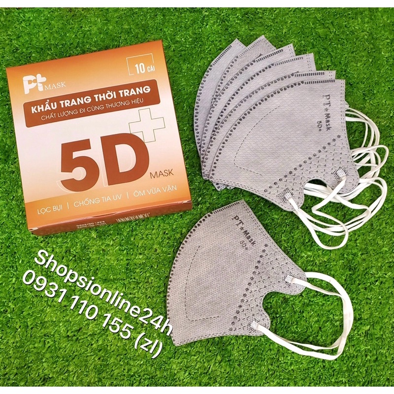 ✅ Hộp 10 cái khẩu trang 5D plus Pt mask Phương Tuyến giấy kháng khuẩn
