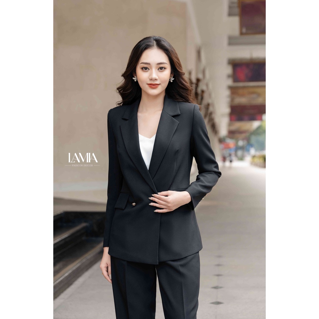 SET VEST NỮ TAY DÀI PHỐI QUẦN ĐEN LAMIA DESIGN LE118