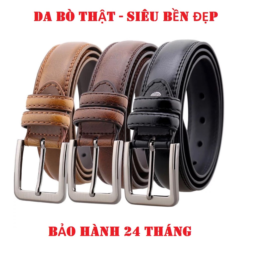 Thắt Lưng Khóa Kim Nam Da Thật | Dây Nịt Nam Da Bò Cao Cấp - Tặng Kèm Hộp | TL KIM
