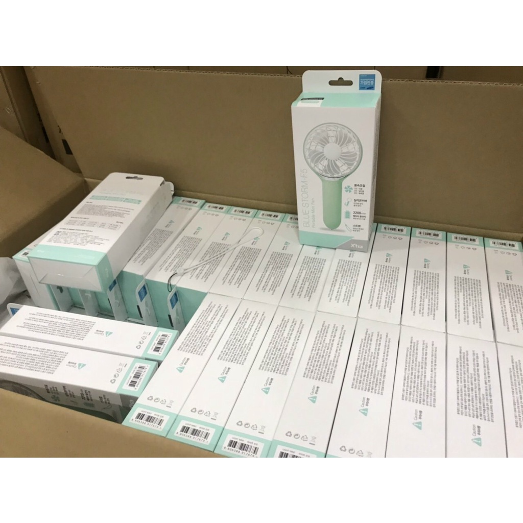 Quạt sạc pin tích điện mini cầm tay BlueStorm xuất khẩu chính hãng Hàn Quốc