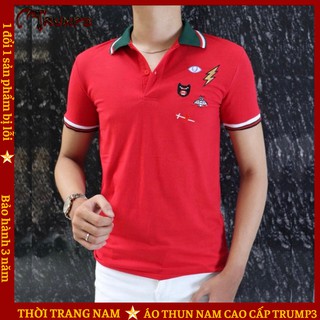 Áo Thun Nam Cổ Bẻ 💝FREESHIP50K💝 Phối Logo Nhiều Họa Tiết Cực Đẹp TRUMP3