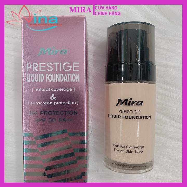 Kem nền mịn da chống nắng Mira Liquid Foundation  30ml - Hàng chính hãng