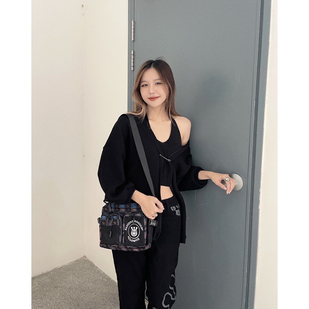 Túi đeo chéo Clownz SGS nam nữ unisex mẫu mới 2022, cặp đeo vai vải canvas đi học, đi chơi, du lịch