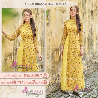 Áo dài hoa nhí hạt ngọc 💝CHAANG💝 Dáng áo truyền thống kiểu áo tà lệch