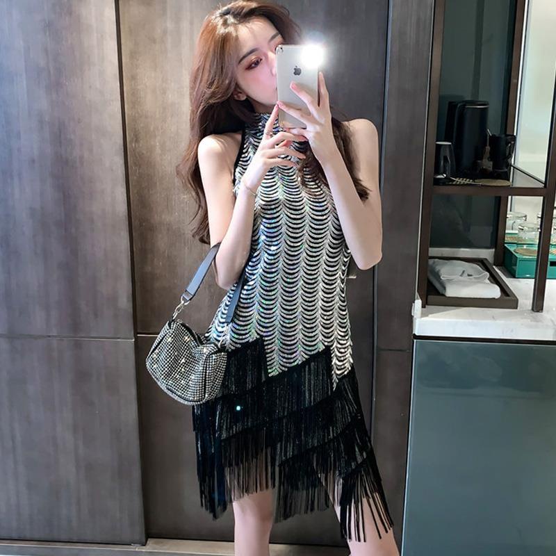 Đầm Dự Tiệc Đính Kim Sa Tua Rua Phong Cách Mới 2022 Cho Nữ