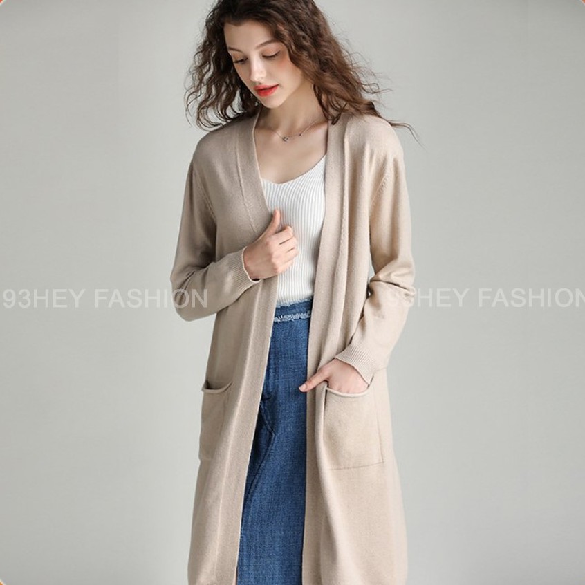 Áo Khoác Len Cadigan Nữ Dáng Dài Có Túi Xẻ Sau Hàng Quảng Châu 93HEY ALC01 | BigBuy360 - bigbuy360.vn
