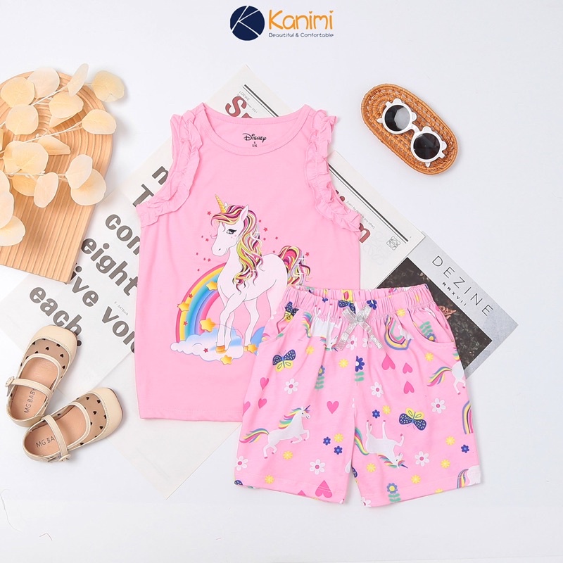𝗦𝗵𝗼𝗽 𝗠𝗲̣ 𝗕𝗼𝗯 𝟴𝟲 - Bộ bé gái sát nách size đại Disney vải xuất dư 4-14 tuổi, bộ hè cho bé gái