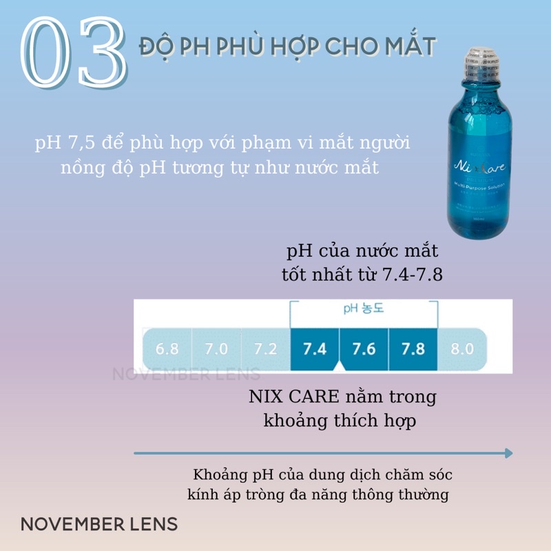 Nước Ngâm NIX CARE hãng OLENS Cấp Ẩm Và Cân Bằng pH Cho Kính Áp Tròng