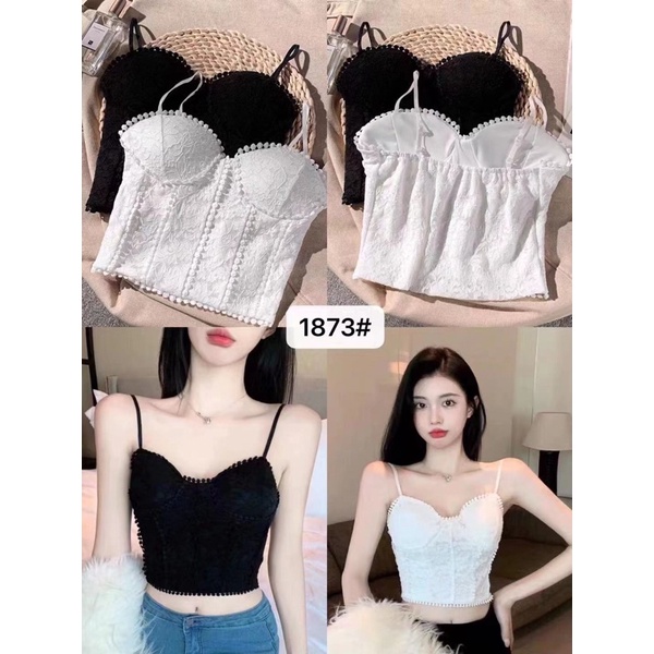 áo 2s 2 dây ren viền ren tròn điệu đà (có mút ngực) (1873#)