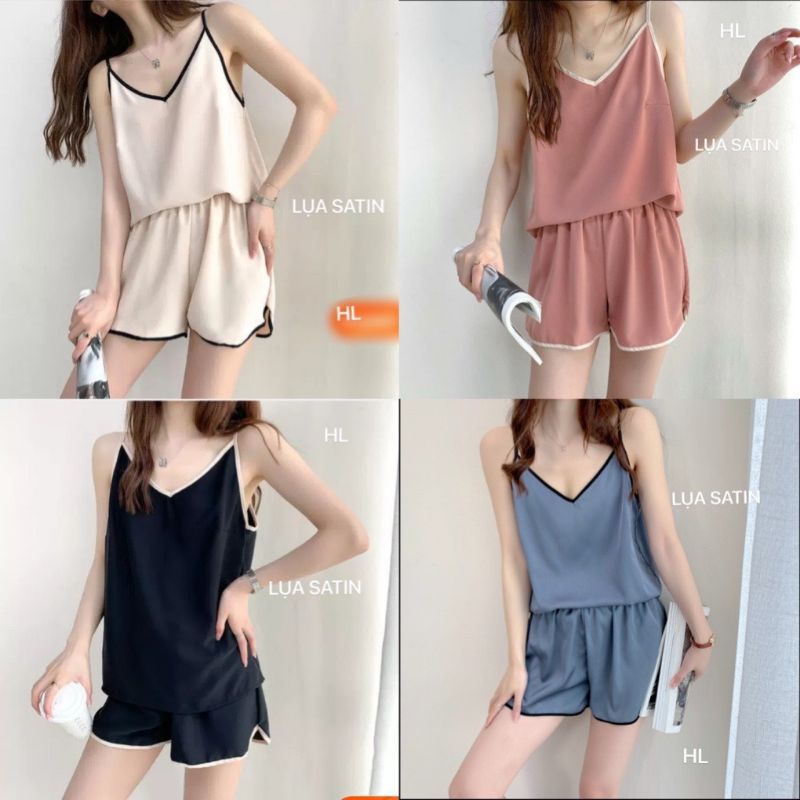 Bộ Lụa 2 dây siêu mát chất lụa satin mềm mướt