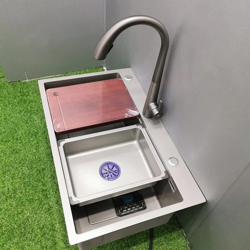 [NANO XÁM] Vòi Rửa Chén Bát Nóng Lạnh VÒI RÚT N4005 ĐỒNG THAU PHỦ NANO XÁM PHÙ HỢP VỚI CHẬU 1 HỘC XÁM RÚT DÂY ĐƯỢC