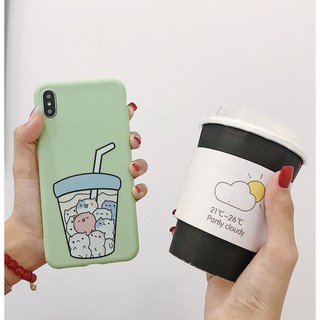 [ IPHONE] Ốp Lưng Silicon Cốc Trà Sữa Mèo - A004