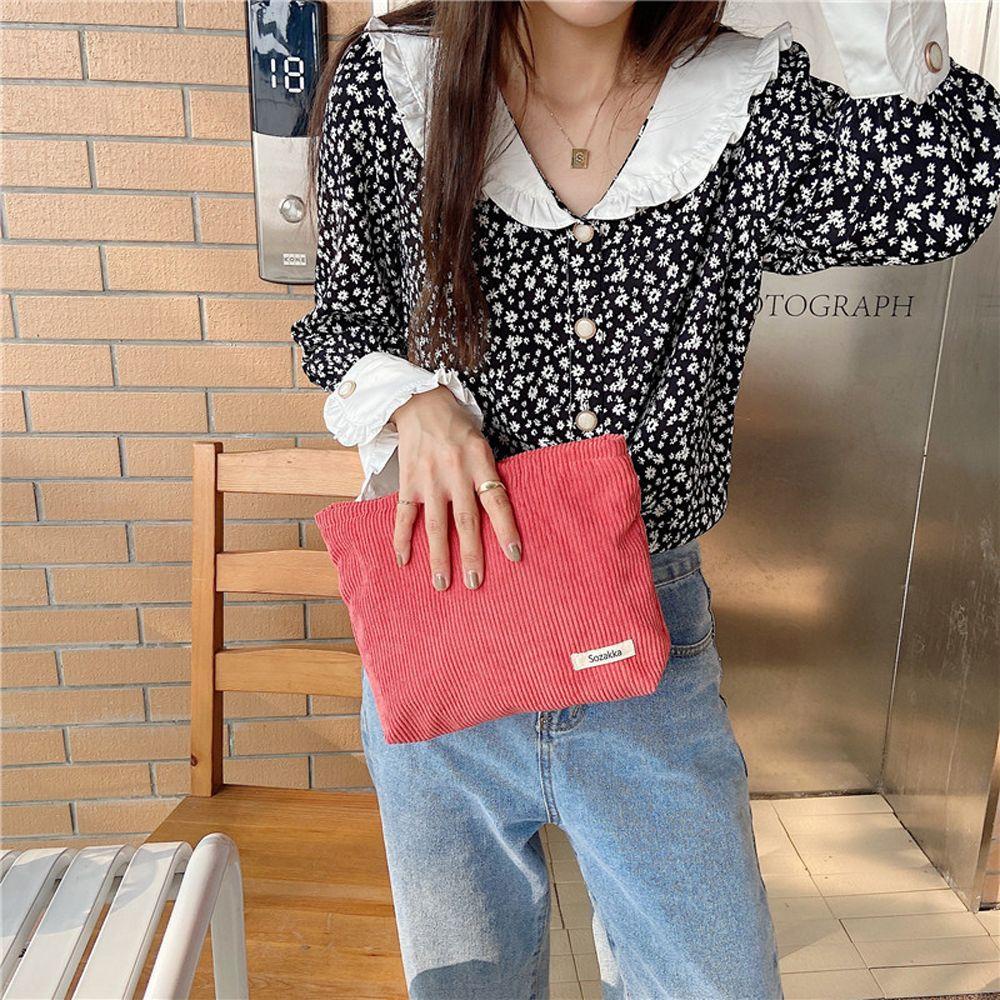 Túi Nhung Mềm Đựng Mỹ Phẩm / Đồ Vệ Sinh Cá Nhân Nhiều Màu Có Khóa Kéo Thời Trang Cho Nữ