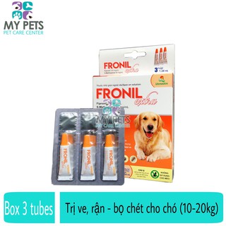 (Hộp 3 Tuýp Fronil Extra 10-20kg) Nhỏ gáy hết ve rận, bọ chét cho chó đến 4 tuần