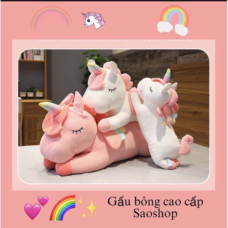 Gối ôm gấu bông kỳ lân size 60cm, 80cm hàng cao cấp