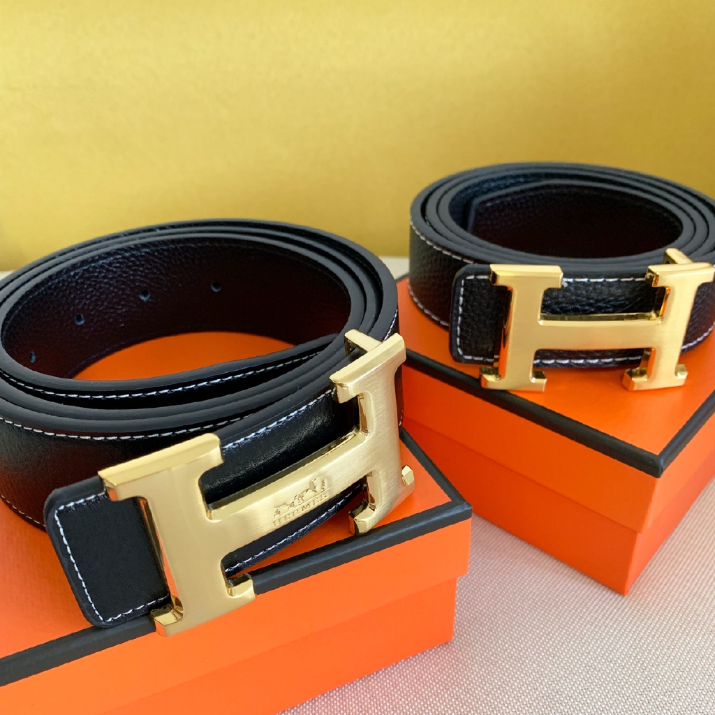 Herme Belt Thắt Lưng Da Khóa Kim Loại Mạ Vàng Sang Trọng Cho Nam Và Nữ