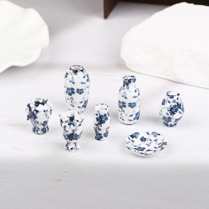 Set 7 Món Đồ Gốm Trang Trí Nhà Búp Bê Tỉ Lệ 1: 12