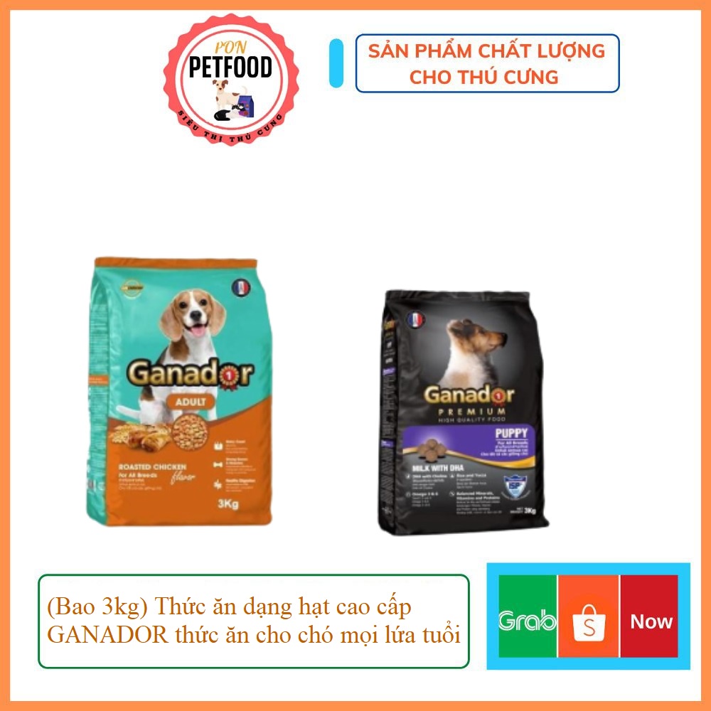 (Bao 3kg) Thức ăn dạng hạt cao cấp GANADOR thức ăn cho chó mọi lứa tuổi
