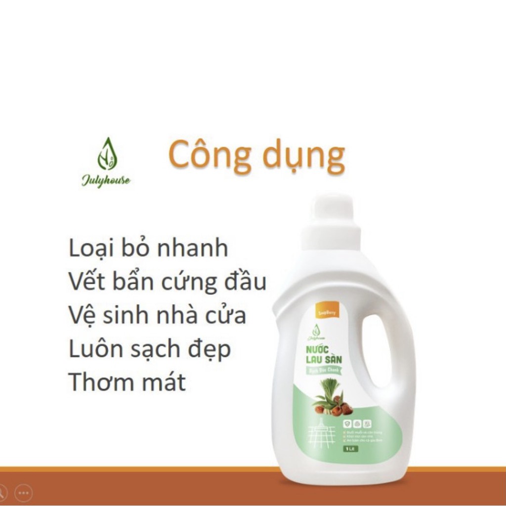 Nước lau sàn nhà khử mùi thơm mát, đuổi muỗi và côn trùng từ tinh dầu bạch đàn chanh - bồ hòn 1000ml- Julyhouse