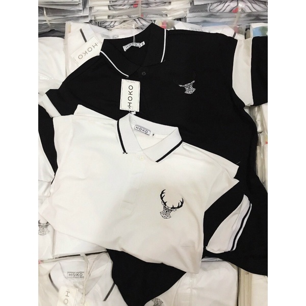 Áo Polo nam hươu thêu vải Cotton cá sấu cao cấp xuất xịn dệt bo dày dặn chuẩn form áo thun cổ bẻ tay ngắn
