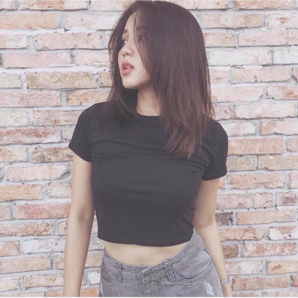 Áo croptop len tăm tay ngắn