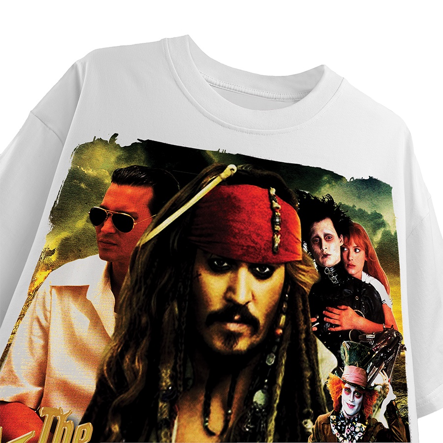 BLANK | Áo Thun Johnny Depp Tay Lỡ Unisex - Đen/Trắng Cổ Tròn