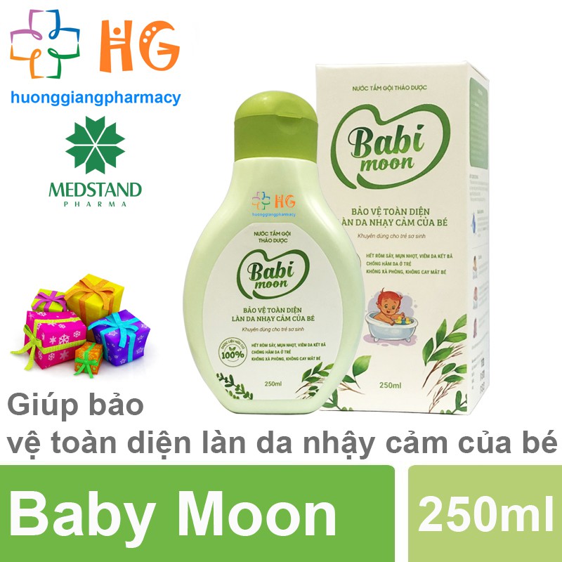 [Kèm Quà Tặng] Nước tắm gội thảo dược Baby Moon - Giúp bảo vệ toàn diện làn da nhạy cảm của bé (Chai 250ml)