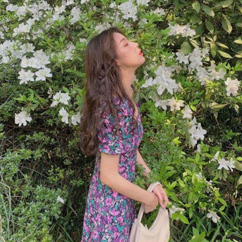 Đầm Hoa Mỏng Chiết Eo Thời Trang Xinh Xắn Cho Nữ