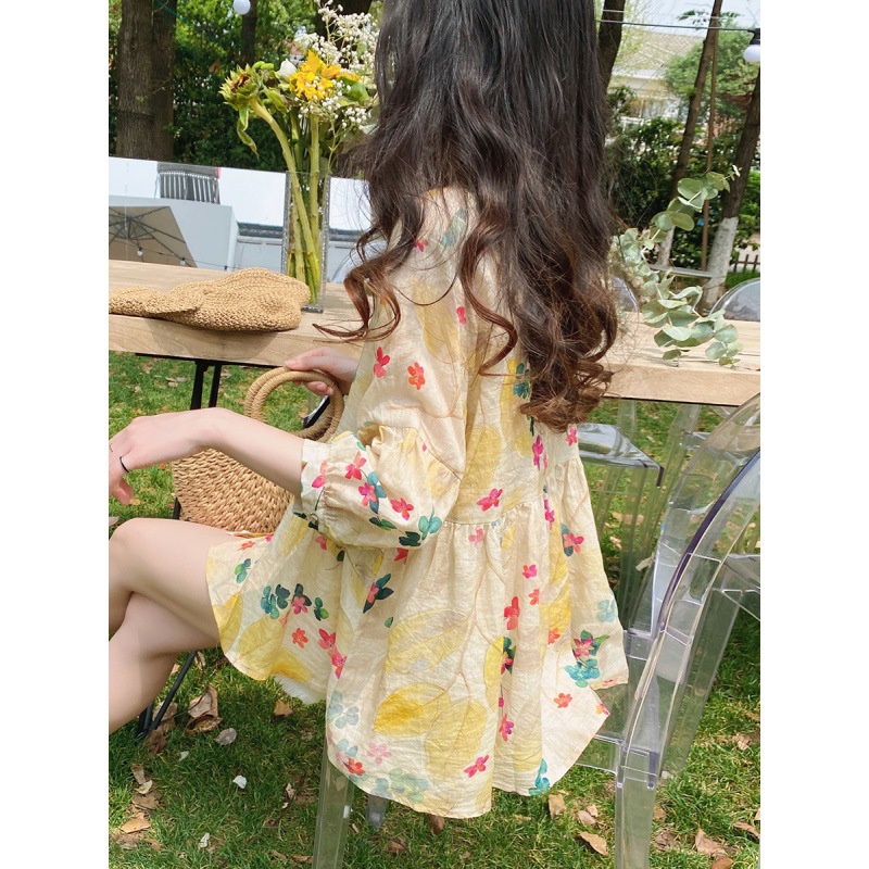 Áo Sơ Mi Lanh Mềm Mại Tay Lửng In Họa Tiết Hoa Phong Cách Hàn Quốc Thời Trang Mùa Hè Cho Bé AT1098 | BigBuy360 - bigbuy360.vn