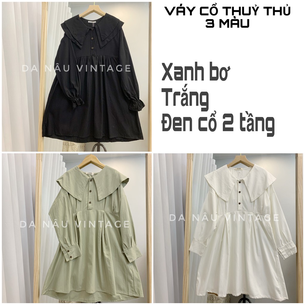váy đầm babydoll cổ thuỷ thủ freesize 3 màu trắng , đen, xanh bơ hàng quảng châu cao cấp phong cách ulzzang
