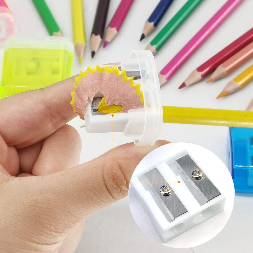 Đồ Gọt Bút Chì Bằng Nhựa Trong Suốt Hình Vuông Có Nắp Đậy