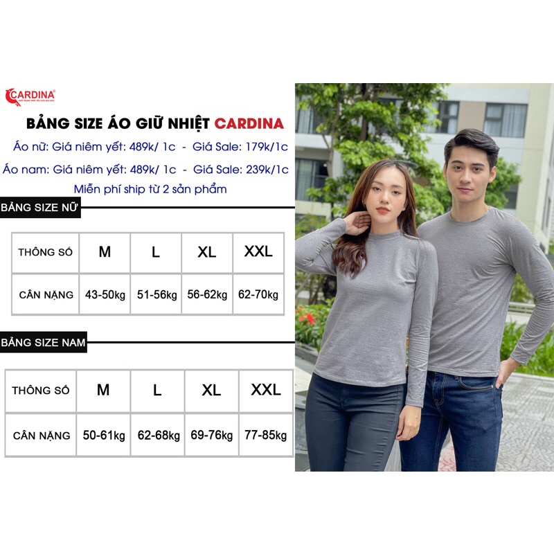 Áo giữ nhiệt nam cao cấp CARDINA chất cotton co giãn khử mùi giữ nhiệt tốt