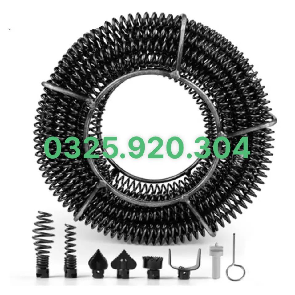 Dây thông cống 3m dùng máy khoan + 6 đầu thông + 1 kết nối máy khoan