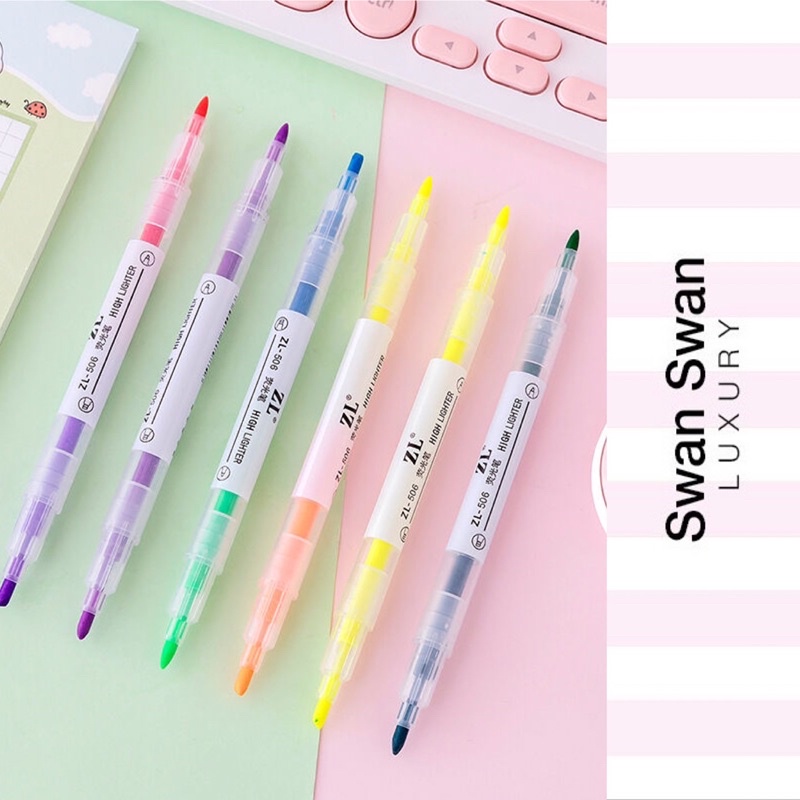 Set 6 Bút Màu Dạ Quang 2 Đầu 6/12 Màu