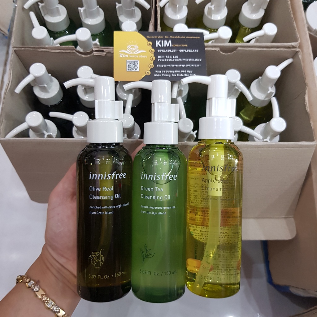 [Auth] Dầu tẩy trang Olive Innisfree Real cleansing oil siêu sạch mềm mịn cho da khô hàng chính hãng kèm bill