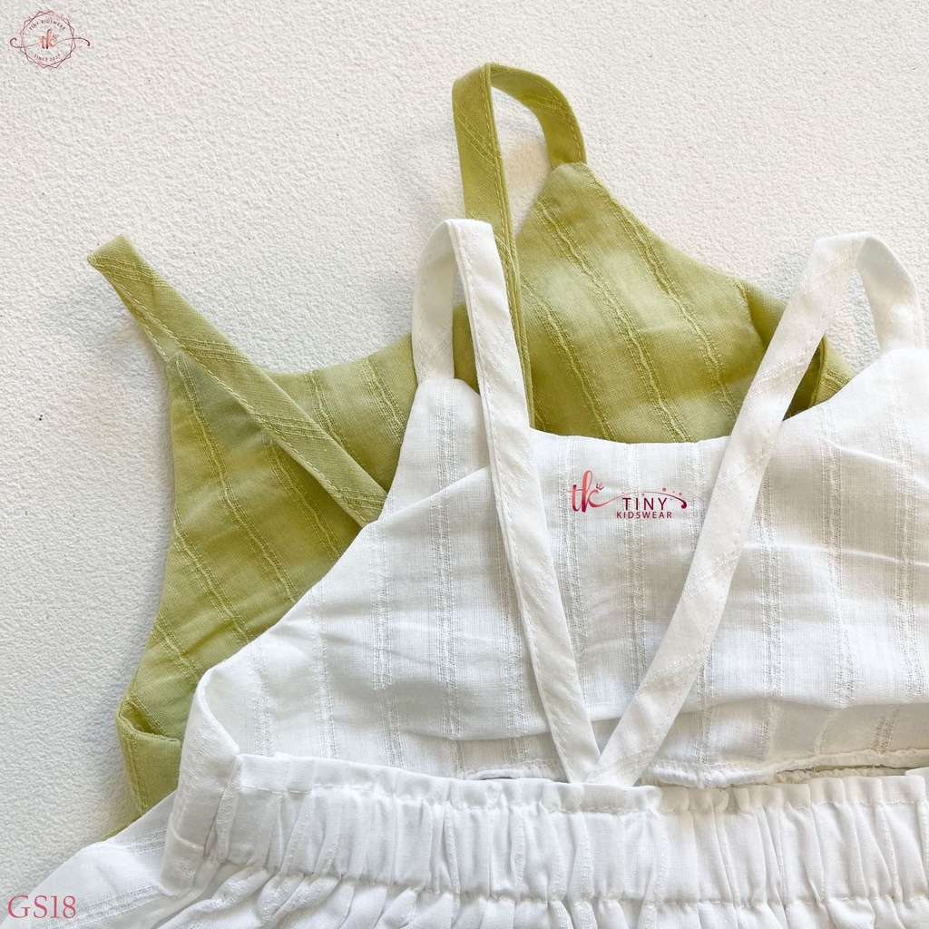 Bộ Bé Gái 2 Dây Chất Xô Linen Mát Mẻ, Set Quần Áo Cho Bé Gái Từ 5-15kg [GS18]