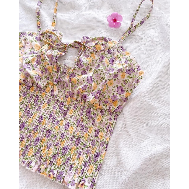 Áo 2 dây hoa nhí bo chun