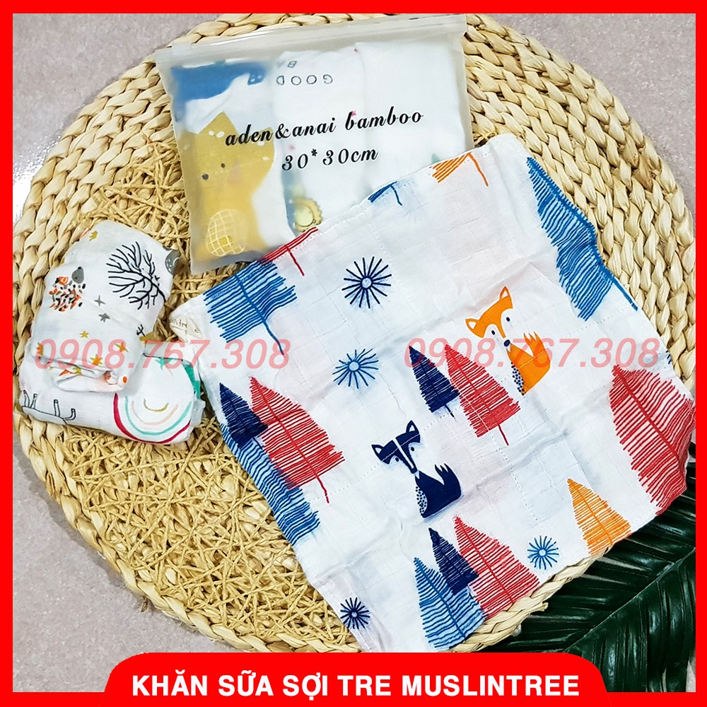 Set 3 Chiếc Khăn Sữa Sợi Tre Cho Bé Sơ Sinh - Khăn Sữa MuslinTree(3 chiếc/Túi) - BTT00160