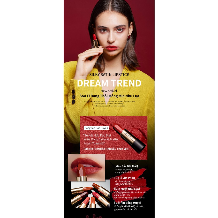 DREAM TREND SON LÌ DẠNG THỎI SILKY SATIN LIPSTICK MỎNG MỊN NHƯ LỤA