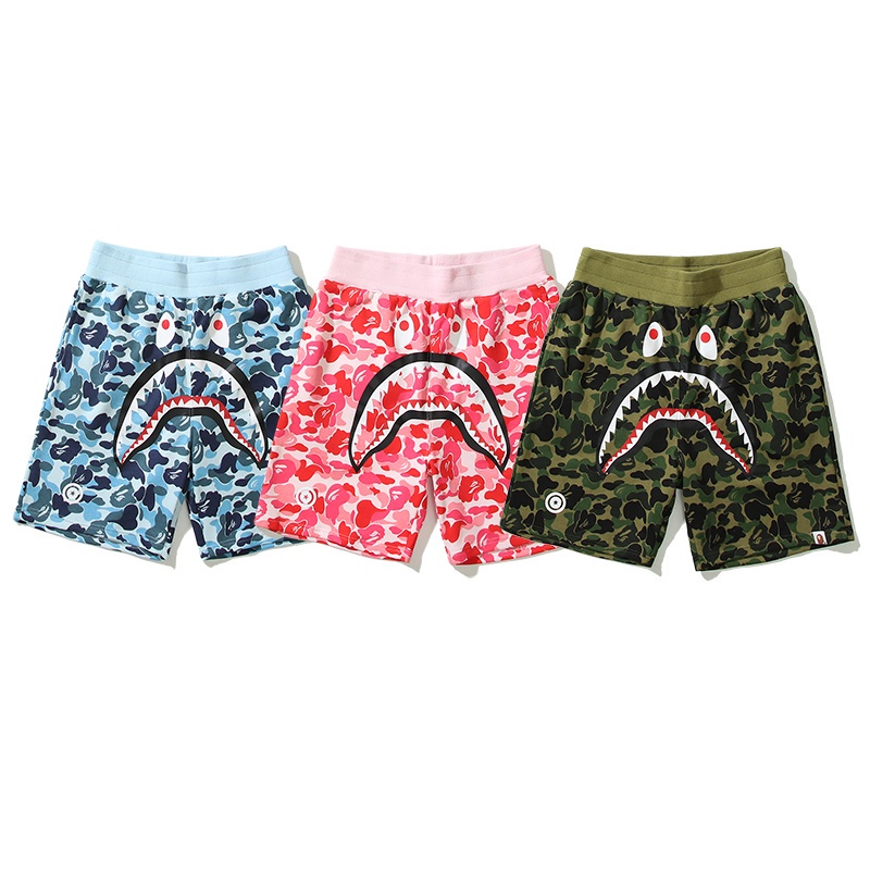 BAPE Quần short Thể Thao Lưng Thun Bằng Vải Cotton In Họa Tiết Camo Thời Trang Dành Cho Nam Nữ