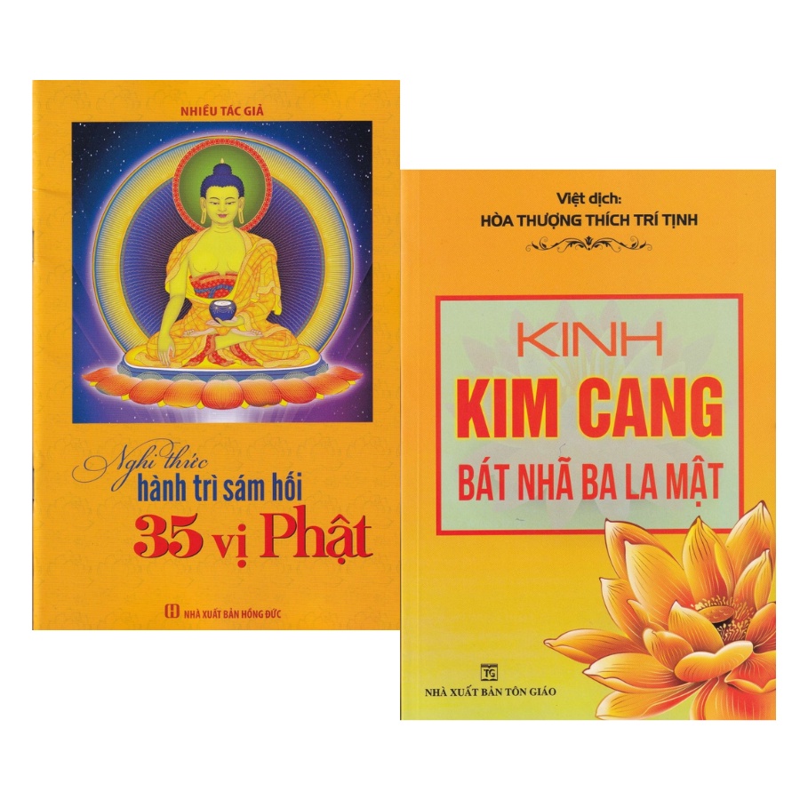 Sách - Combo 2 Quyển : Nghi Thức Hành Trì Sám Hối 35 Vị Phật + Kinh Kim Cang Bát Nhã Ba La Mật
