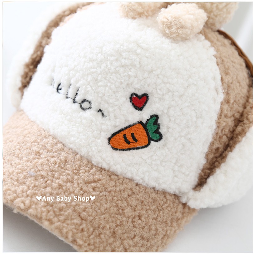 Mũ nón phi công in hình cà rốt và thỏ con cute cho bé trai bé gái có ốp tai nhiều màu dễ thương-hàng có sẵn ❣❣