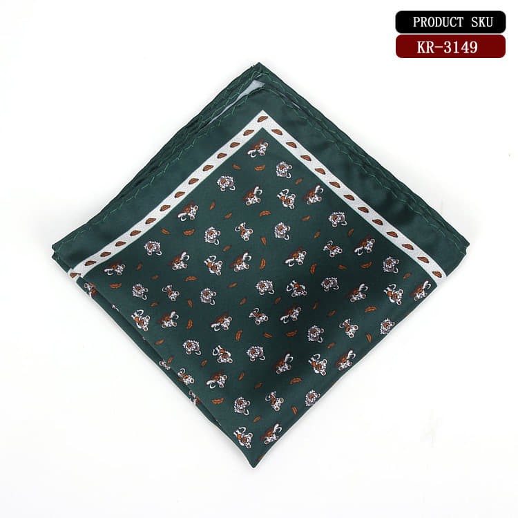 Khăn cài áo vest cho nam _ Pocket square hoạt tiết con hổ