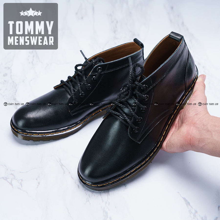 Giày Nam Da Bò Thật Cổ Lửng Cao Cấp Phong Cách TOMMY Giày Đốc Nam Buộc Dây Hàn Quốc GVN04