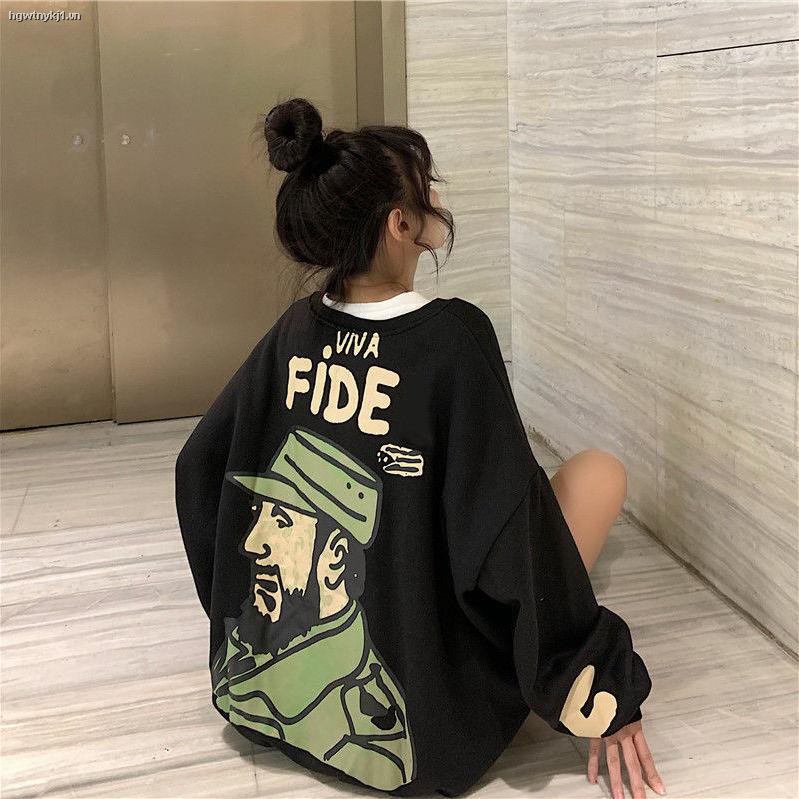 Áo Sweater Phối Nhung Dày Dặn Dáng Rộng Kiểu Vintage Nhật Hàn Thời Trang Thu Đông Cho Nữ