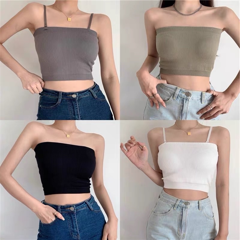 Áo ống cúp ngực bo sát, chất cotton dày dặn co giãn thoải mái 5 màu cơ bản