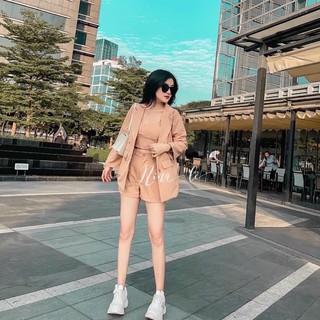 Set vest 3 món 2 màu nude/đen