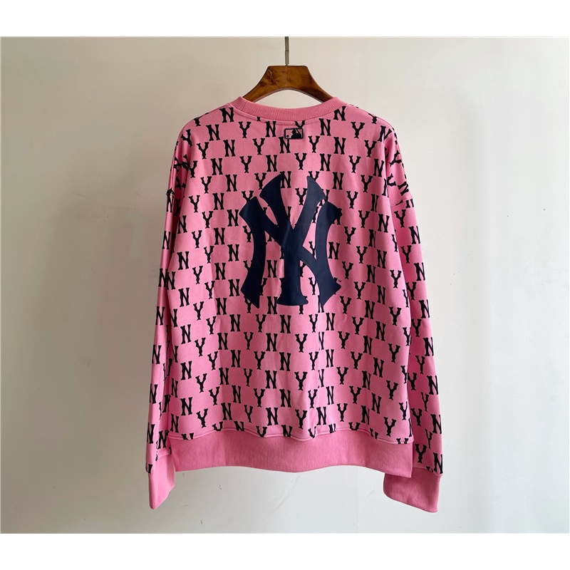 MLB Classic Couples Fashion Cotton Presbyopia Full Print Crew Neck Pullover Sweatshirts Long Sleeve All-match Coat Casual Plus Size Unisex