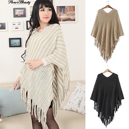 Áo Choàng Len Cánh Dơi Phối Tua Rua Thời Trang Cho Nữ | BigBuy360 - bigbuy360.vn